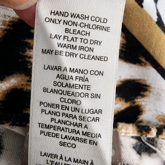 Chicos Womens Ruana Cover Wrap One Size Brown Mixed Block Animal Print Shawl - Picture 10 of 11